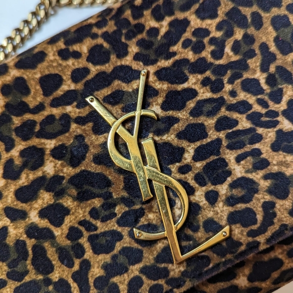 ✨️💎authentic YSL Yves Saint Laurent leopard velvet monogram kate chain - Picture 8 of 16